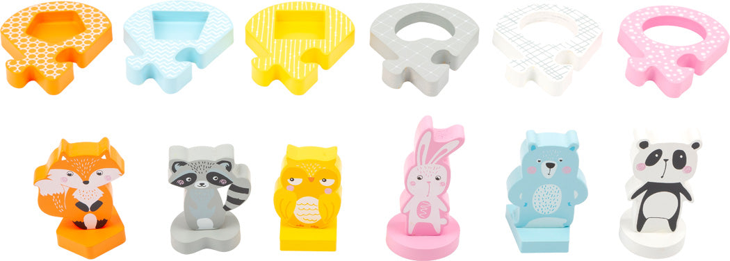 Puzzle cu insertie de animale din lemn "Pastel"