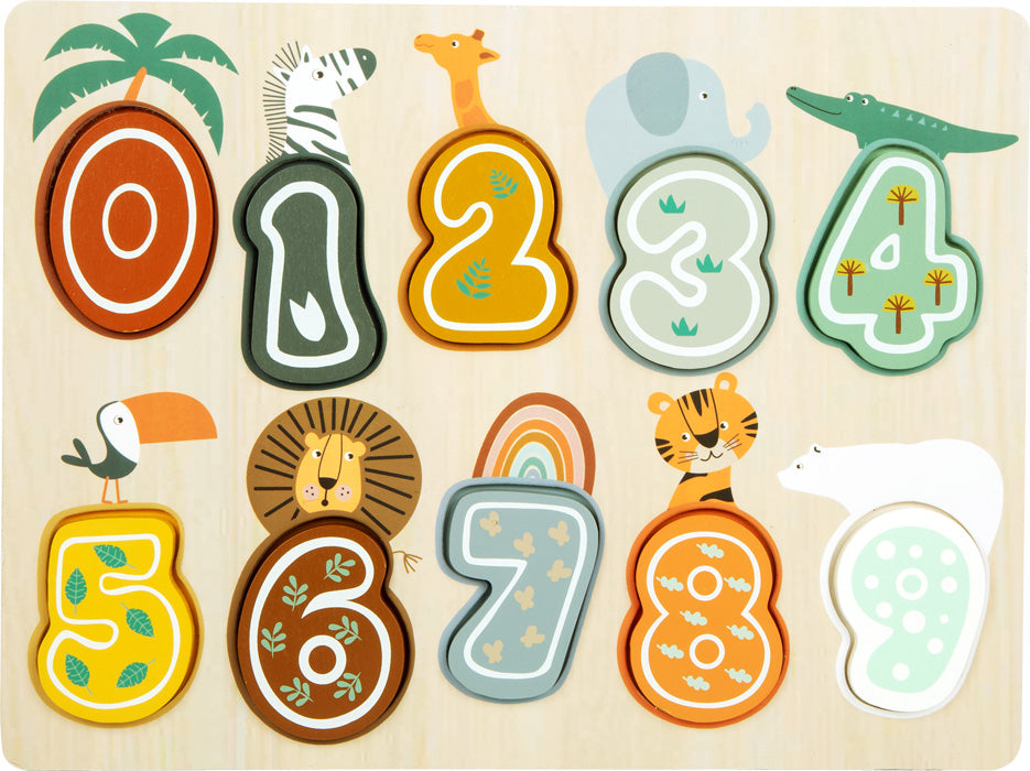Puzzle din lemn cu numere Safari